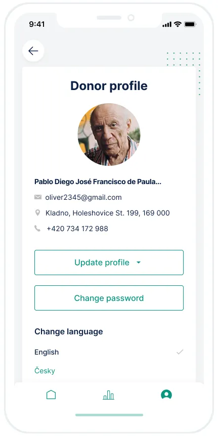 Donor app screen 6.